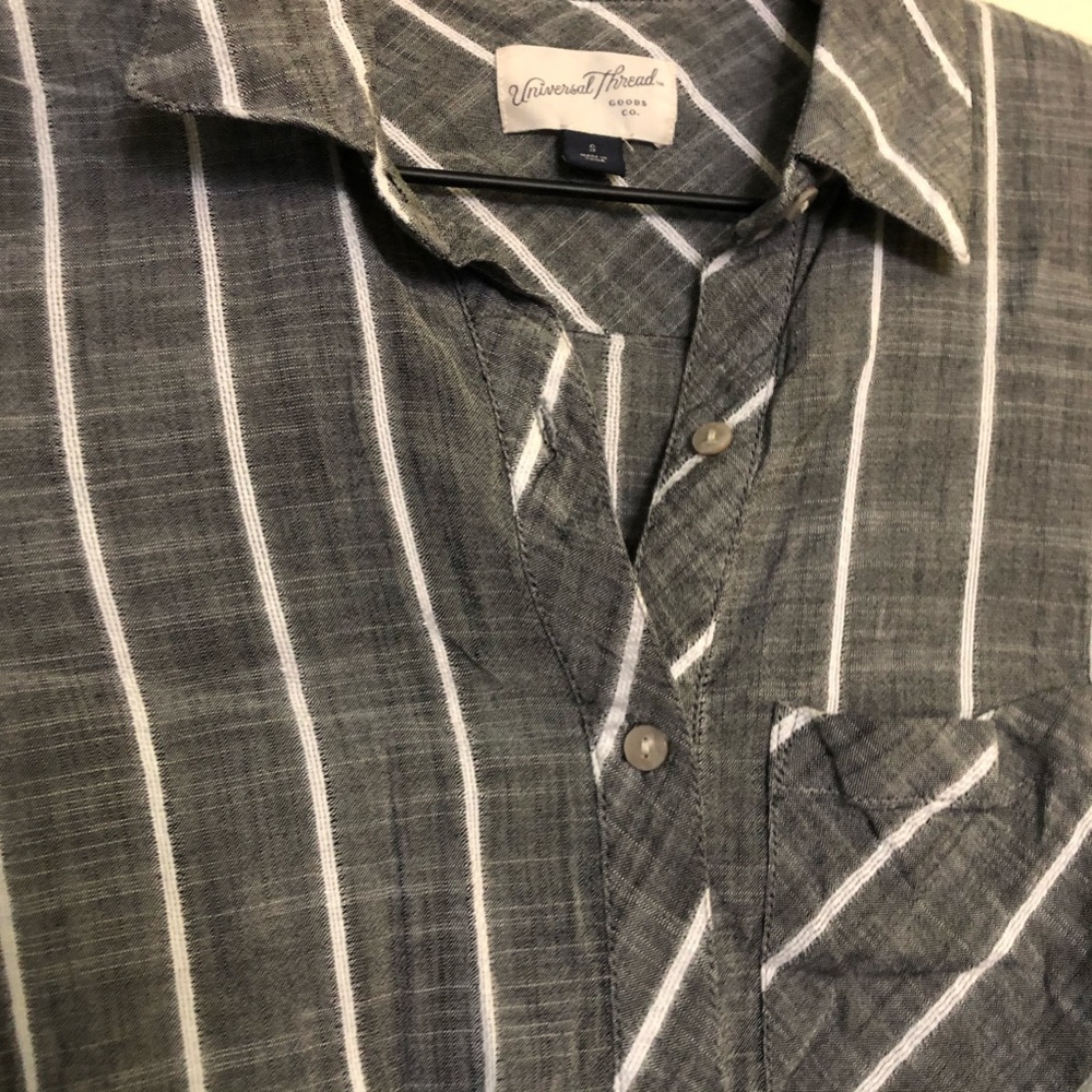 Striped front tie button-down